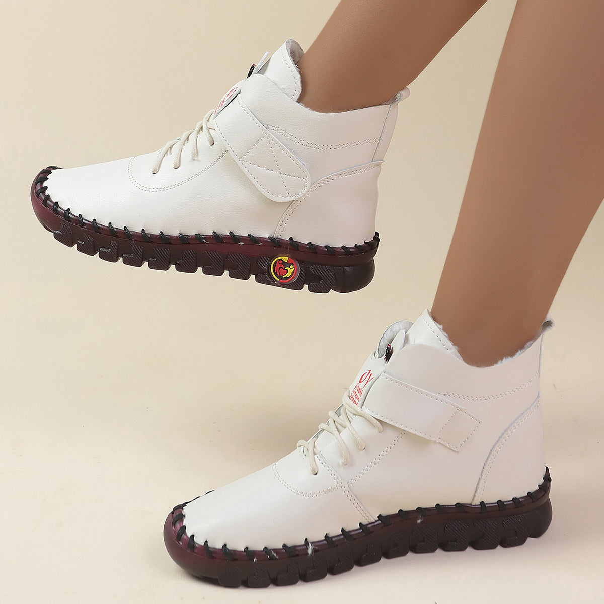 Damen Schnürstiefel Weiches Kunstleder Praktisch
