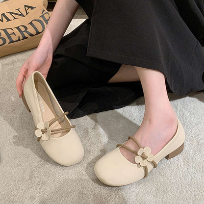 Damen Ballerinas Bequem Florale Riemen Spitze