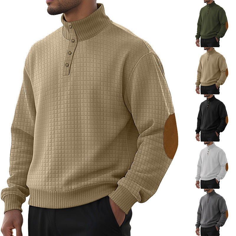 Herren Pullover Stehkragen Modern Strukturiert Knopfverschluss - BerlinGlamour