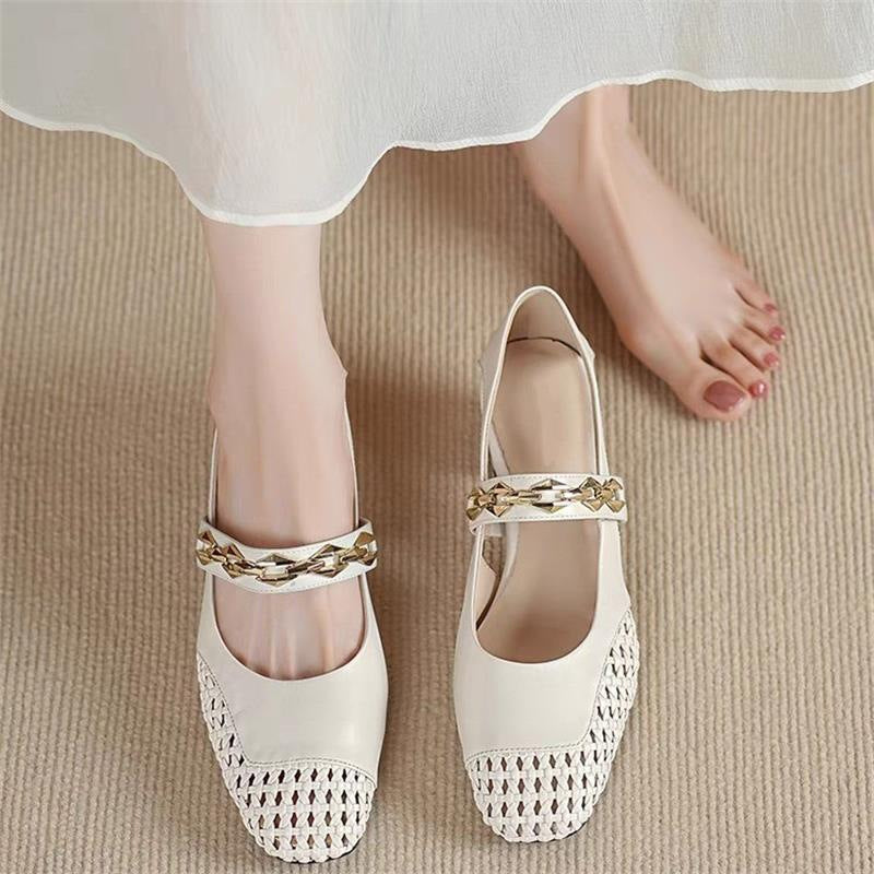 Damen Ballerinas Elegante Riemchen Schuhe Absatz - BerlinGlamour