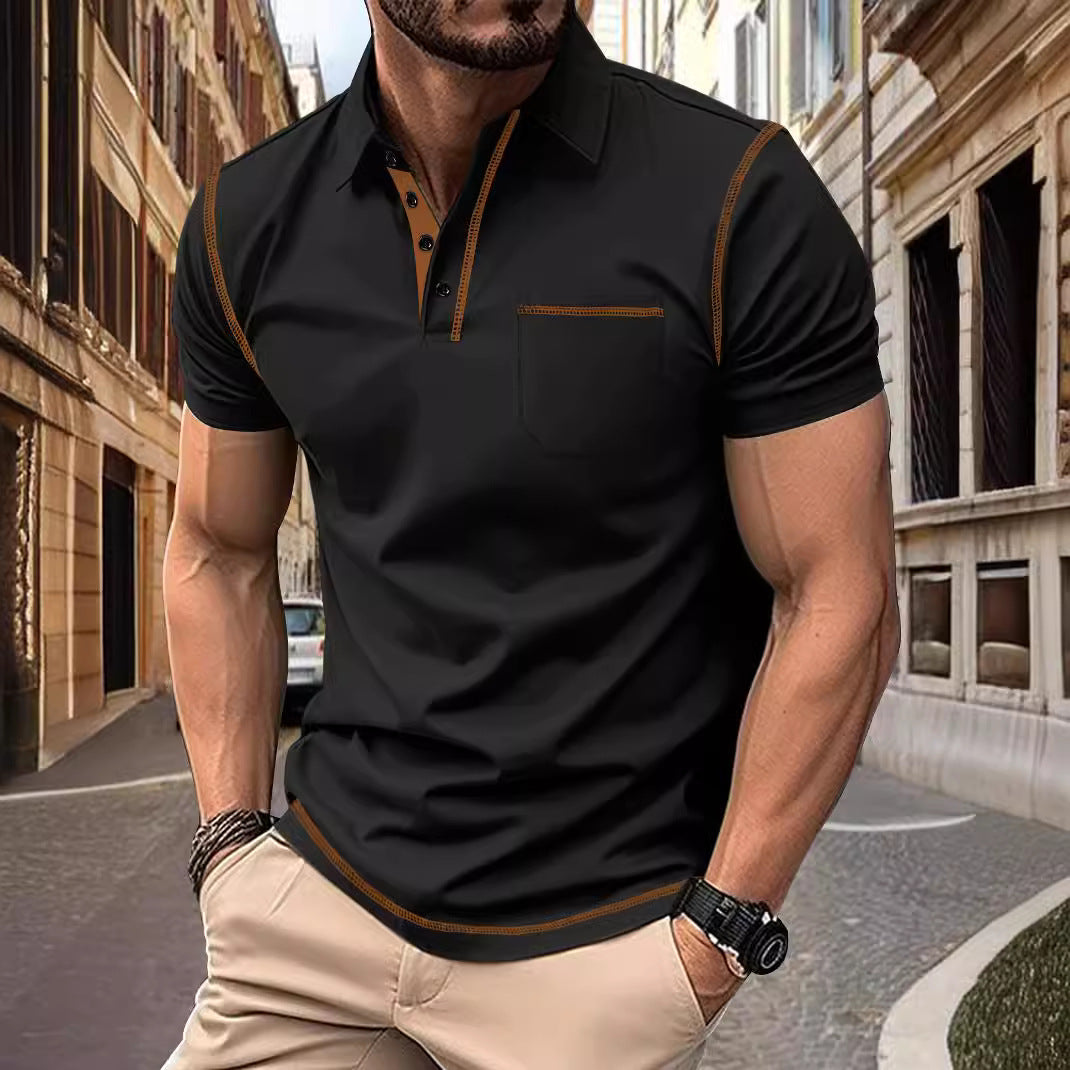 Herren Polohemd Modern Stehkragen Elegant