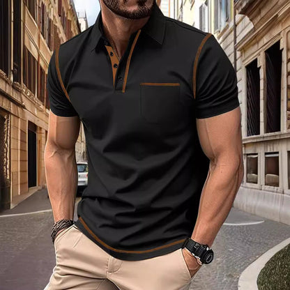 Herren Polohemd Modern Stehkragen Elegant