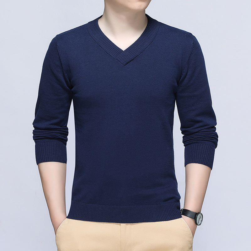 Herren Pullover V-Ausschnitt Fein Strick Modern
