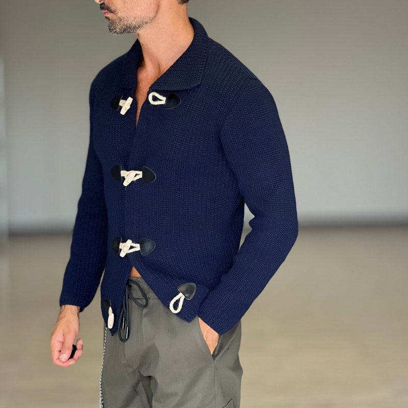 Herren Grobstrick-Jacke Stehkragen mit Taschen Übergröße