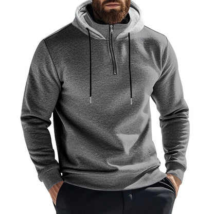 Herren Hoodie Sportlich Halbzip Kapuze Modern