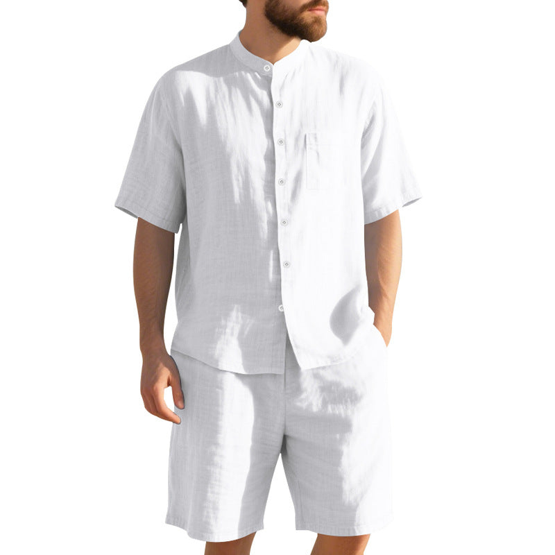 Herren Kurzarm-Hemd und Shorts Set Leicht Sommer