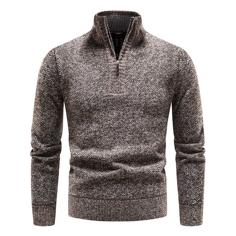 Herren Strickpullover Modern Stehkragen Reißverschluss Elegent