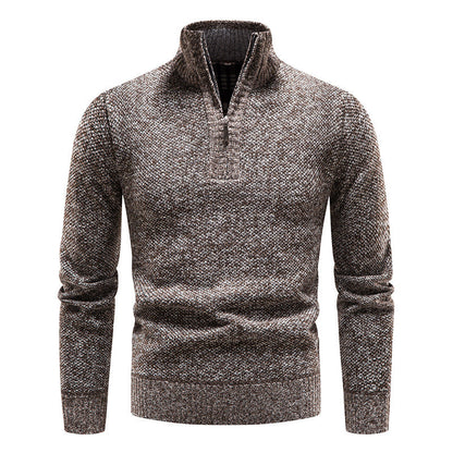 Herren Strickpullover Modern Stehkragen Reißverschluss Elegent
