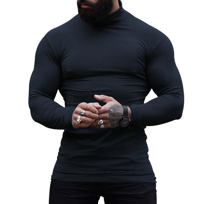 Herren T-Shirt Langarm Stehkragen Slim Fit Modern