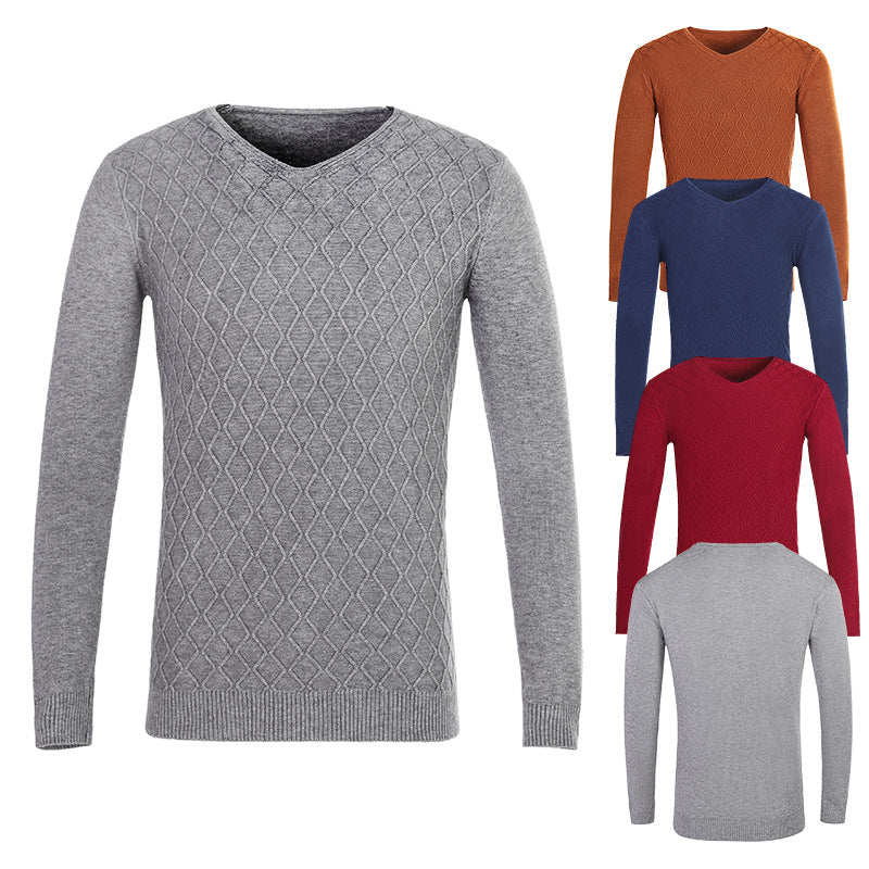 Herren Pullover V-Ausschnitt Struktur Muster Trendig