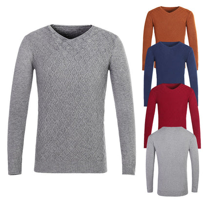 Herren Pullover V-Ausschnitt Struktur Muster Trendig