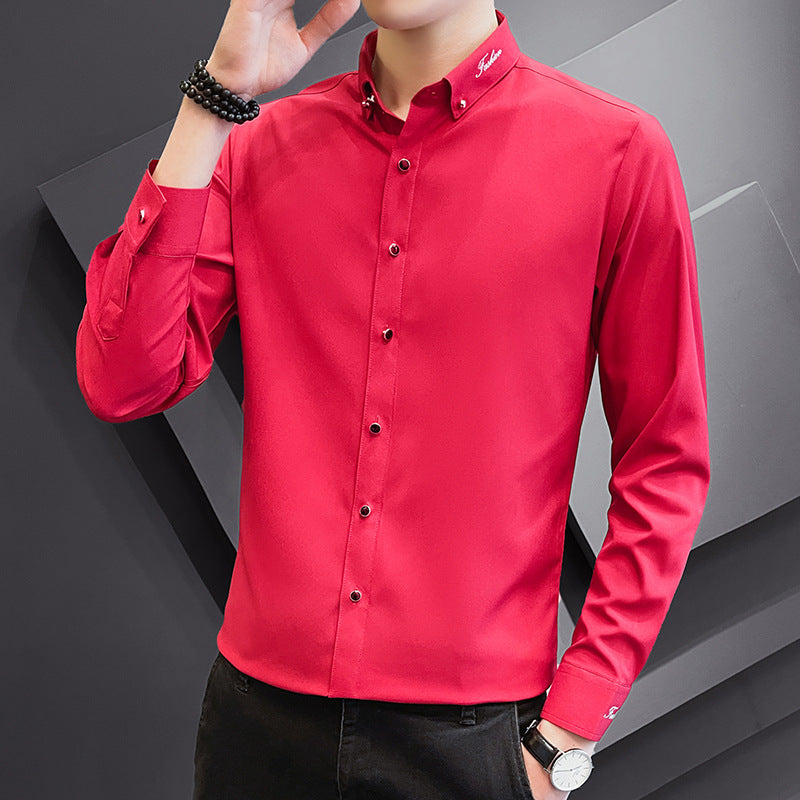 Herren Slim-Fit Hemd Langarm Elegant Modern