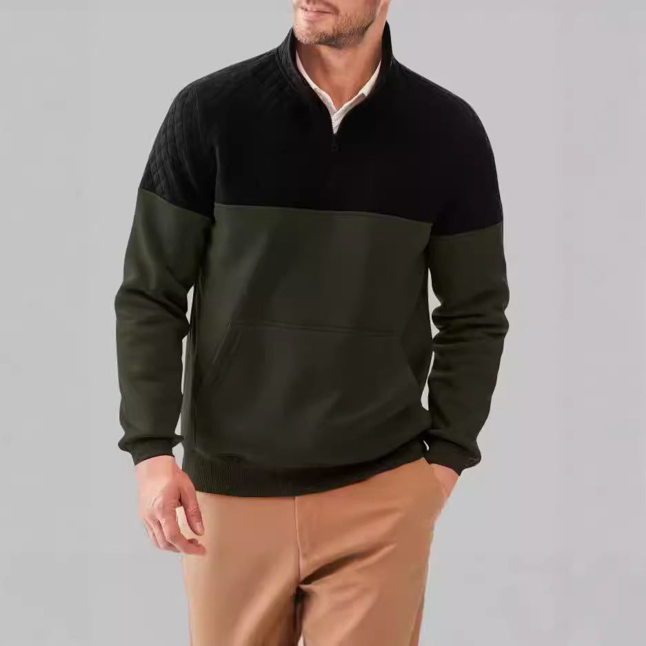 Herren Stepppullover Warm Hochkragen Kängurutasche