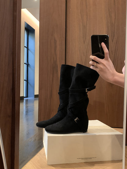 Damen Stiefel Elegante Mit Verstellbarem Riemen Komfortabel