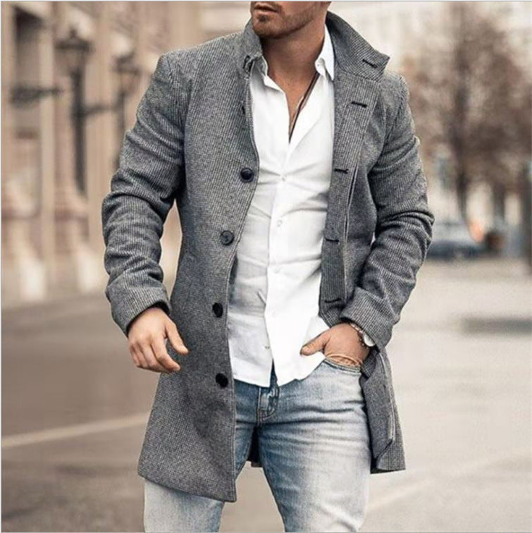 Herren Wollmantel Karo Modern Tailliert