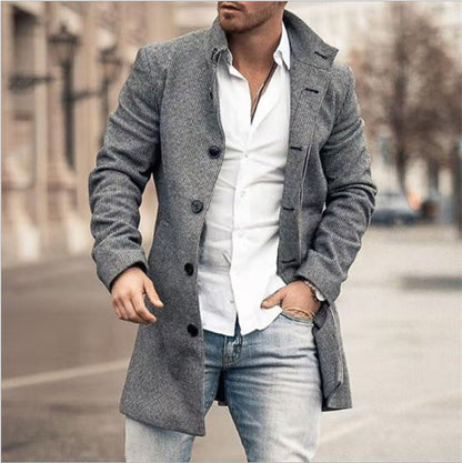 Herren Wollmantel Karo Modern Tailliert