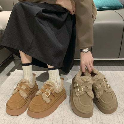 Damen Sneaker Platformschuhe Bequem mit Flausch Innenleben