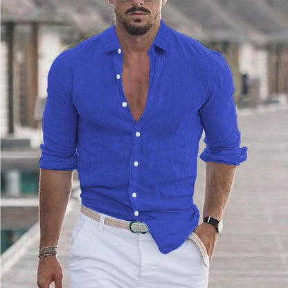 Herren Leinenhemd Slim Fit Modern Tailliert