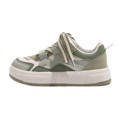 Damen Sneaker Dicksohlige Modische Sneaker mit Dekorativen Schnüren