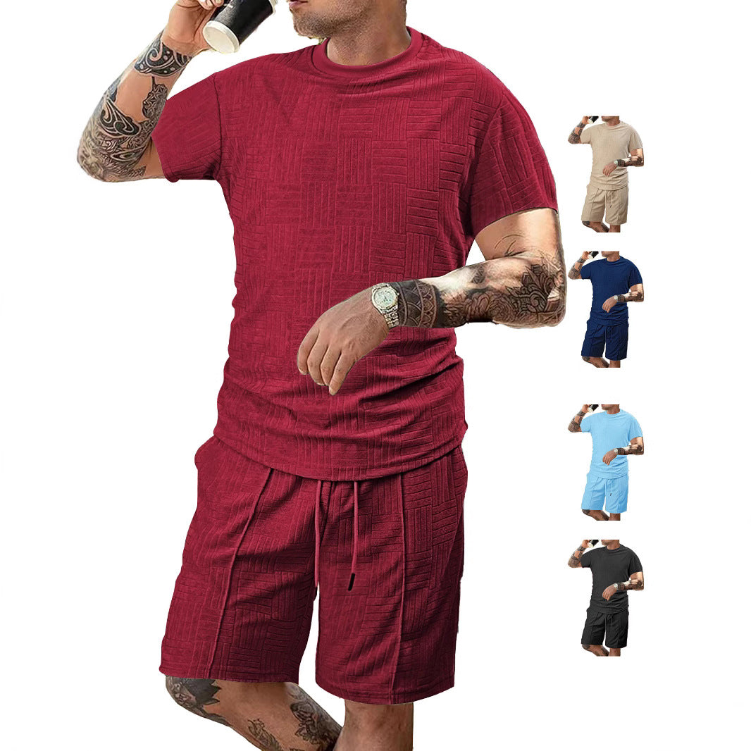 Herren Sport-Outfit Atmungsaktiv Kurzarmshirt Shorts Lauf