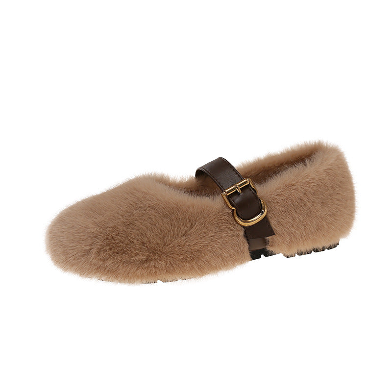 Damen Hausschuhe Flauschig Schnallenverschluss Elegante Winter