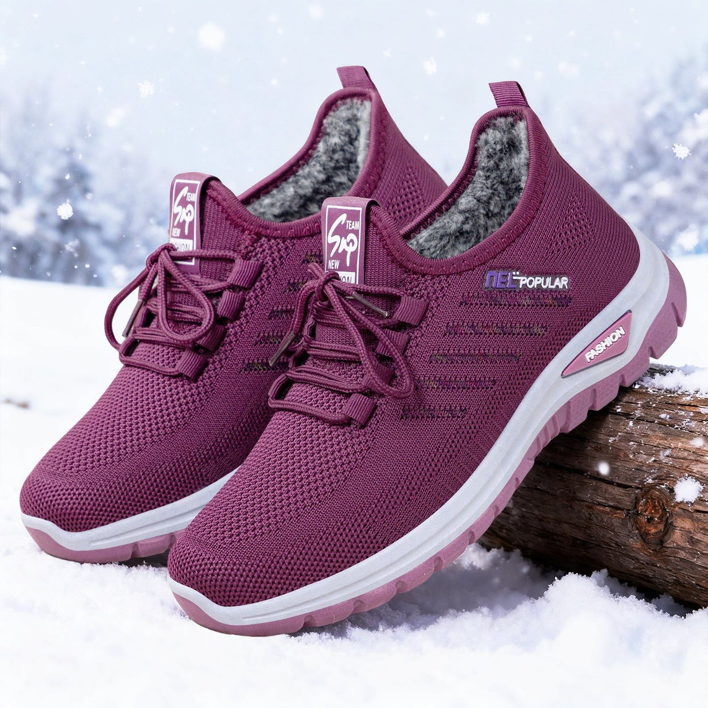 Damen Sneaker Sportlich Bequem Kuschelig