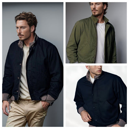 Herren Freizeitjacke Modern mit Taschen und Standkragen - BerlinGlamour