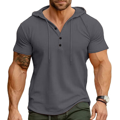 Herren Polo Kurzarm mit Kapuze Modern Sportlich