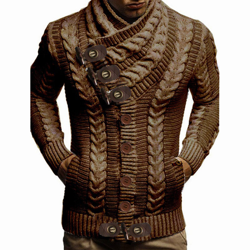 Herren Strickjacke Zopfmuster mit Kragen Modern