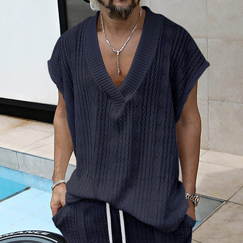 Herren Stricktop Ärmellos V-Ausschnitt Modern