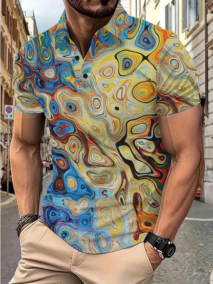 Herren Poloshirt Modernes Swirl Design Slim Fit