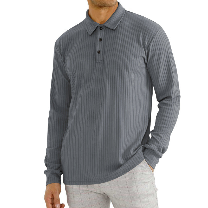 ein Beispiel für einen Online-Shop-Titel: Stilvolle Langarm-Polo mit Rippenmuster und Glamour