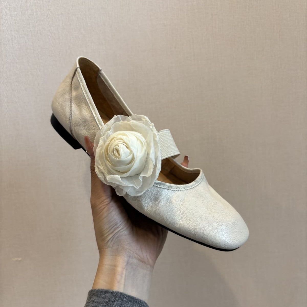 Ballerinas Damen Bequem Blumen Applikation - BerlinGlamour