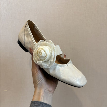 Ballerinas Damen Bequem Blumen Applikation - BerlinGlamour
