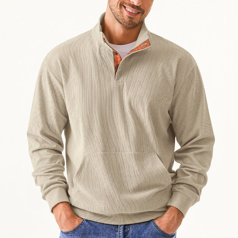 Herren Pullover Strukturiert Modern mit Knöpfen - BerlinGlamour