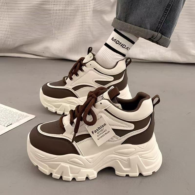 Damen Sneaker Chunky Bequem Sportlich Weiß