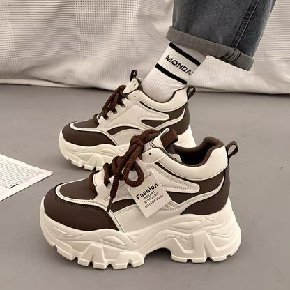 Damen Sneaker Chunky Bequem Sportlich Weiß