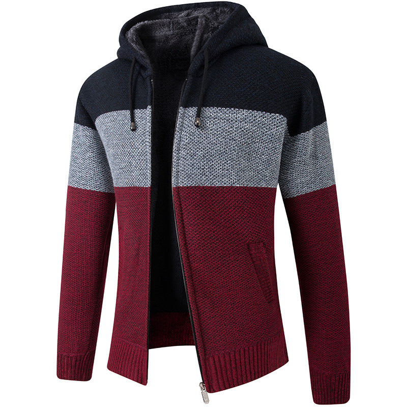 Herren Strickjacke Modern mit hohem Kragen und Taschen