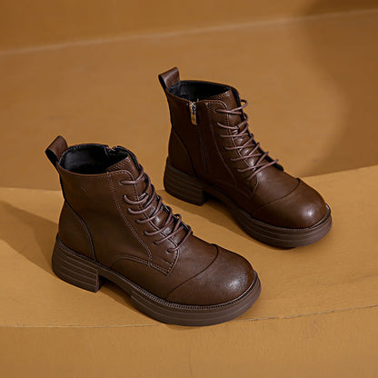 Damen Stiefeletten Schnürstiefeletten Reißverschluss Robust