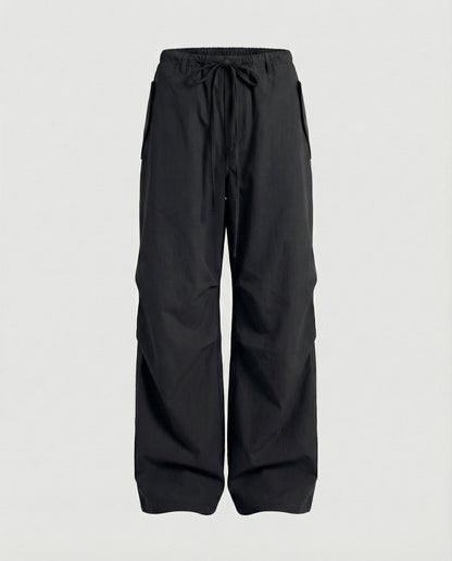 Weite Damen Streetwear-Hose Mit Kniefalten Und Tunnelzug