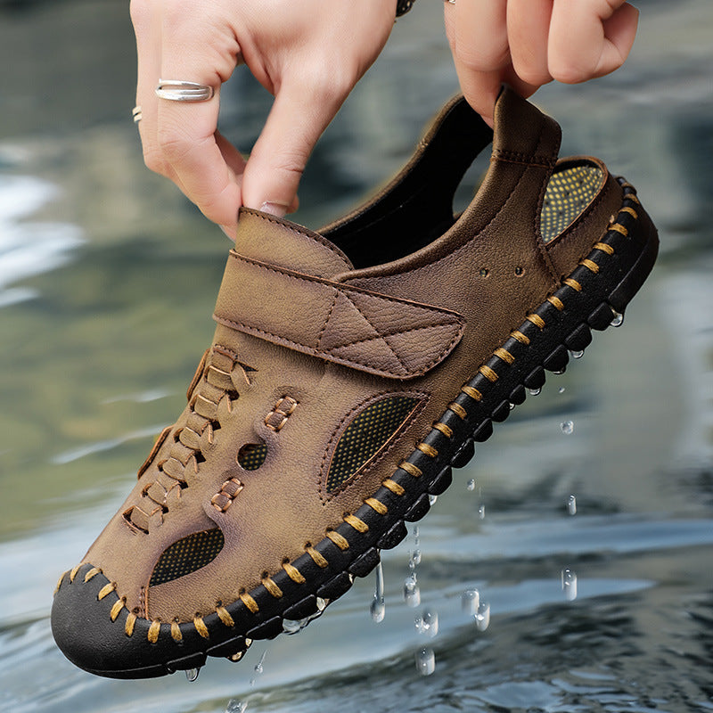Herren Leder-Sandalen Rutschfest Komfortabel Sommer