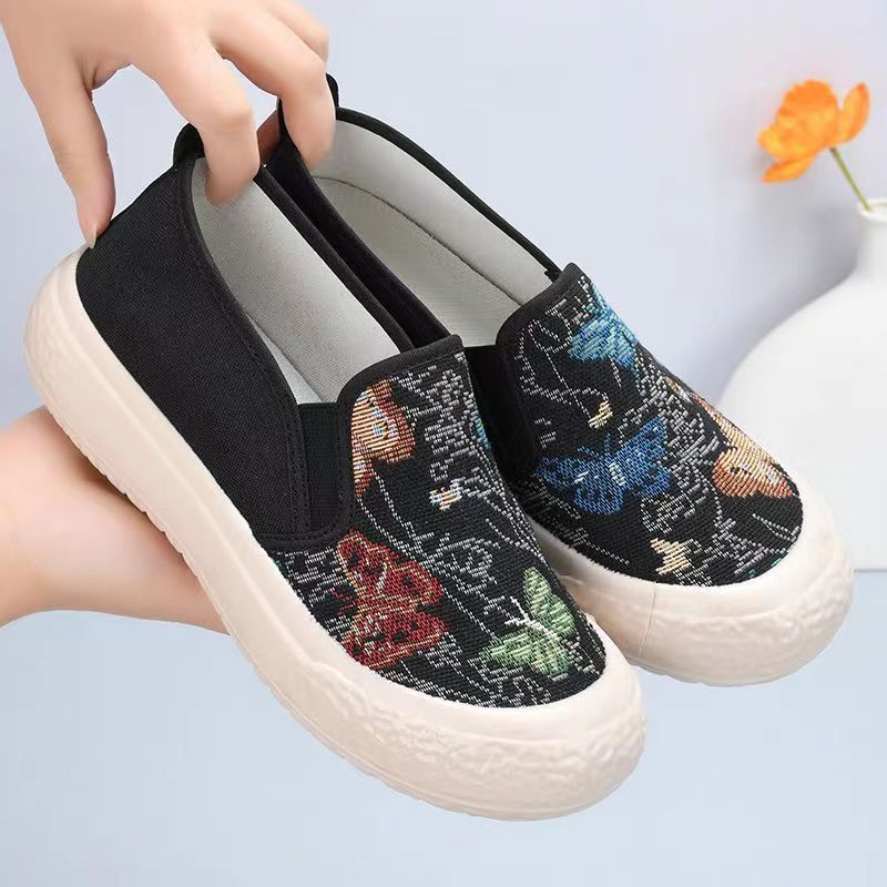 Bunte Damen Slip-On Schuhe Schmetterlingsmuster
