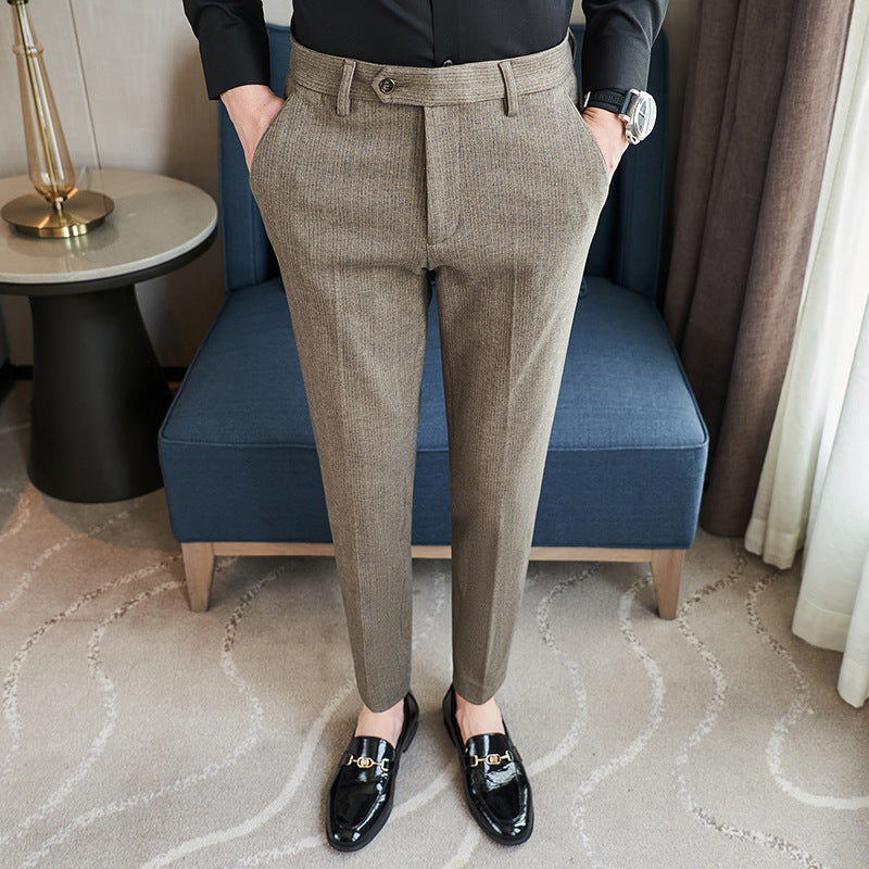 Herren Anzughose Slim Fit Schmal Schwarze Hose