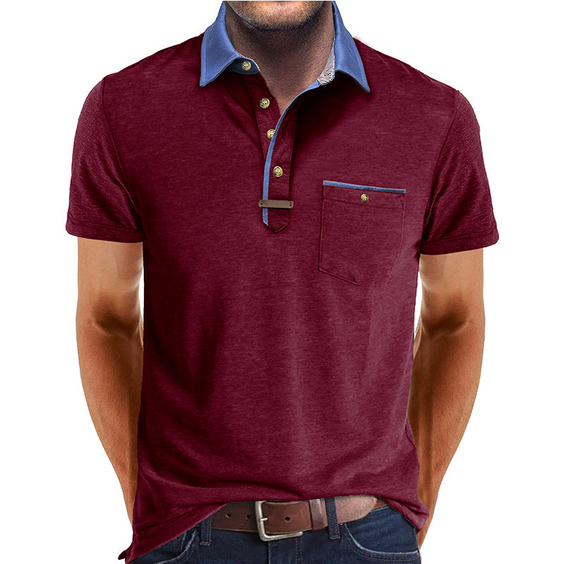 Herren Polo-Shirt Moderner Kragen Slim Fit