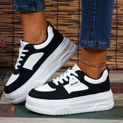 Damen Plateau Sneaker Komfortabel Atmungsaktiv