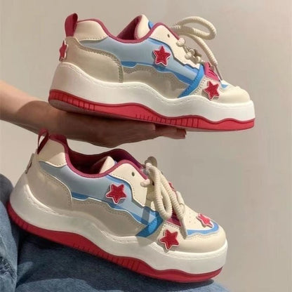 Damen Sneaker Sportlich Sternen Design Rutschfest