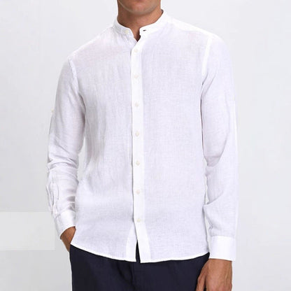 Herren Langarmhemd Stehkragen Slim Fit Modern
