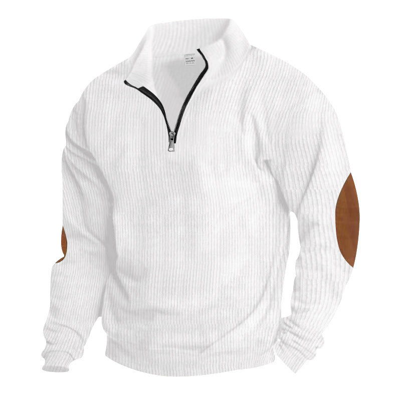 Herren Fleece-Pullover Leder Detail Modern Berlin Style