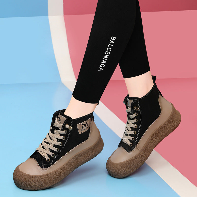 Damen Sneaker Hoch Plateau Stabile Sohle Trendy