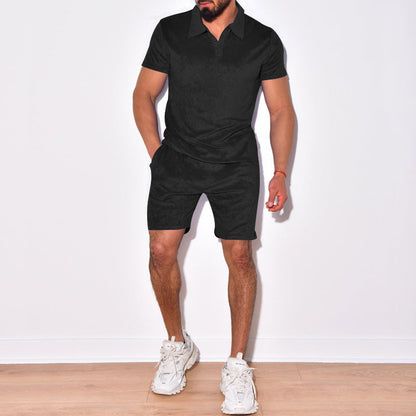 Herren Poloshirt und kurze Hose Set Weich Komfortabel Sommer